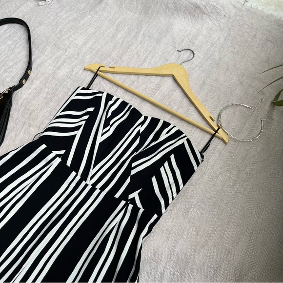 SOLD ❌ Black White Striped Strapless Jumpsuit - Picture 6 of 13